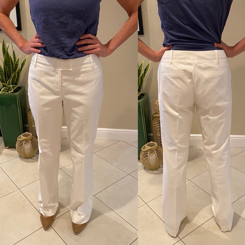 Fully-lined, bright white, trousers, full leg - 8